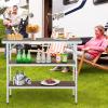 imageGoplus Folding Camping Table Aluminum Portable PopUp Bar Table with 2Tier Storage Shelves Removable Cloth Cover Foldable Camp Table for Picnic Tailgate Party Travel OutdoorGrey