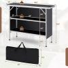 imageGoplus Folding Camping Table Aluminum Portable PopUp Bar Table with 2Tier Storage Shelves Removable Cloth Cover Foldable Camp Table for Picnic Tailgate Party Travel OutdoorBlack