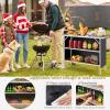 imageGoplus Folding Camping Table Aluminum Portable PopUp Bar Table with 2Tier Storage Shelves Removable Cloth Cover Foldable Camp Table for Picnic Tailgate Party Travel OutdoorGrey