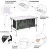 imageGoplus Folding Camping Table with Storage Aluminum Outdoor Camp Table with 2Level Adjustable Height Lightweight Portable Foldable Picnic Table for Tailgating Beach BBQ Party RVGrey