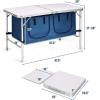 imageGoplus Folding Camping Table with Storage Aluminum Outdoor Camp Table with 2Level Adjustable Height Lightweight Portable Foldable Picnic Table for Tailgating Beach BBQ Party RVBlue