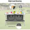 imageGoplus Folding Camping Table with Storage Aluminum Outdoor Camp Table with 2Level Adjustable Height Lightweight Portable Foldable Picnic Table for Tailgating Beach BBQ Party RVGrey