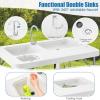 imageGoplus Folding Fish Cleaning Table with Dual Water Basins Heavy Duty Fillet Table with Hose Hook Up Sink and Faucet Portable Outdoor Camping Sink Station for Dock Beach Patio Picnic 40with Grid Rack