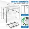 imageGoplus Folding Fish Cleaning Table with Dual Water Basins Heavy Duty Fillet Table with Hose Hook Up Sink and Faucet Portable Outdoor Camping Sink Station for Dock Beach Patio Picnic 40with Grid Rack