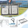 imageGoplus Folding Fish Cleaning Table with Dual Water Basins Heavy Duty Fillet Table with Hose Hook Up Sink and Faucet Portable Outdoor Camping Sink Station for Dock Beach Patio Picnic 40with Grid Rack