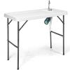 imageGoplus Folding Fish Cleaning Table with Sink and Spray Nozzle Heavy Duty Fillet Table with Hose Hook Up and Faucet Portable Outdoor Camping Sink Station for Dock Beach Patio Picnic