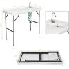 imageGoplus Folding Fish Cleaning Table with Sink and Spray Nozzle Heavy Duty Fillet Table with Hose Hook Up and Faucet Portable Outdoor Camping Sink Station for Dock Beach Patio Picnic