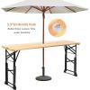 imageGoplus Folding Picnic Beer Table Outdoor Camping Table with Umbrella Hole Adjustable Heights and Wood Top Portable Picnic Table for Patio Garden Party Backyard No Assembly