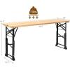 imageGoplus Folding Picnic Beer Table Outdoor Camping Table with Umbrella Hole Adjustable Heights and Wood Top Portable Picnic Table for Patio Garden Party Backyard No Assembly