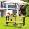 imageGoplus Folding Picnic Beer Table Outdoor Camping Table with Umbrella Hole Adjustable Heights and Wood Top Portable Picnic Table for Patio Garden Party Backyard No Assembly