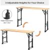imageGoplus Folding Picnic Beer Table Outdoor Camping Table with Umbrella Hole Adjustable Heights and Wood Top Portable Picnic Table for Patio Garden Party Backyard No Assembly