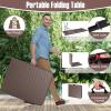 imageGoplus Folding Tables 6ft Foldable Plastic Card Table Portable Heavy Duty Fold Up Table wHandle White Outdoor Utility Folding Table for Picnic Party Dining Camping Beach BBQ No AssemblyCoffee