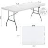 imageGoplus Folding Tables 6ft Foldable Plastic Card Table Portable Heavy Duty Fold Up Table wHandle White Outdoor Utility Folding Table for Picnic Party Dining Camping Beach BBQ No AssemblyWhite