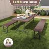 imageGoplus Folding Tables 6ft Foldable Plastic Card Table Portable Heavy Duty Fold Up Table wHandle White Outdoor Utility Folding Table for Picnic Party Dining Camping Beach BBQ No AssemblyCoffee