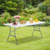 imageGoplus Folding Tables 6ft Foldable Plastic Card Table Portable Heavy Duty Fold Up Table wHandle White Outdoor Utility Folding Table for Picnic Party Dining Camping Beach BBQ No AssemblyWhite