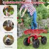 imageGoplus Garden Cart with Wheels Utility Stool Cart wAdjustable 360 Degree Swivel Seat Outdoor Lawn Yard Rolling Work Seat Garden Scooter for Planting GreenRed