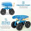 imageGoplus Garden Cart with Wheels Utility Stool Cart wAdjustable 360 Degree Swivel Seat Outdoor Lawn Yard Rolling Work Seat Garden Scooter for Planting GreenBlue