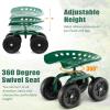 imageGoplus Garden Cart with Wheels Utility Stool Cart wAdjustable 360 Degree Swivel Seat Outdoor Lawn Yard Rolling Work Seat Garden Scooter for Planting GreenGreen