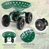 imageGoplus Garden Cart with Wheels Utility Stool Cart wAdjustable 360 Degree Swivel Seat Outdoor Lawn Yard Rolling Work Seat Garden Scooter for Planting GreenGreen