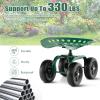 imageGoplus Garden Cart with Wheels Utility Stool Cart wAdjustable 360 Degree Swivel Seat Outdoor Lawn Yard Rolling Work Seat Garden Scooter for Planting GreenGreen