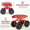 imageGoplus Garden Cart with Wheels Utility Stool Cart wAdjustable 360 Degree Swivel Seat Outdoor Lawn Yard Rolling Work Seat Garden Scooter for Planting GreenRed