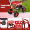 imageGoplus Garden Seat with Wheels Rolling Garden Cart with 360 Degree Swivel Seat for Planting Gardening Stool wTool Tray Basket Gardening Chair Workseat Patio Wagon Scooter for SeniorsRed