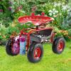 imageGoplus Garden Seat with Wheels Rolling Garden Cart with 360 Degree Swivel Seat for Planting Gardening Stool wTool Tray Basket Gardening Chair Workseat Patio Wagon Scooter for SeniorsRed
