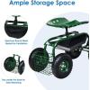 imageGoplus Garden Seat with Wheels Rolling Garden Cart with 360 Degree Swivel Seat for Planting Gardening Stool wTool Tray Basket Gardening Chair Workseat Patio Wagon Scooter for SeniorsGreen