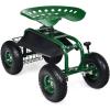 imageGoplus Garden Seat with Wheels Rolling Garden Cart with 360 Degree Swivel Seat for Planting Gardening Stool wTool Tray Basket Gardening Chair Workseat Patio Wagon Scooter for SeniorsGreen