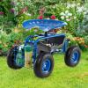 imageGoplus Garden Seat with Wheels Rolling Garden Cart with 360 Degree Swivel Seat for Planting Gardening Stool wTool Tray Basket Gardening Chair Workseat Patio Wagon Scooter for SeniorsBlue