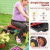 imageGoplus Garden Seat with Wheels Rolling Garden Cart with Adjustable 360 Swivel Seat Tool Tray Basket for Lawn Yard Patio Heavy Duty Gardening Stool Outdoor Wagon Scooter for SeniorsRed