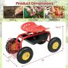 imageGoplus Garden Seat with Wheels Rolling Garden Cart with Adjustable 360 Swivel Seat Tool Tray Basket for Lawn Yard Patio Heavy Duty Gardening Stool Outdoor Wagon Scooter for SeniorsRed