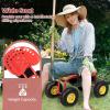 imageGoplus Garden Seat with Wheels Rolling Garden Cart with Adjustable 360 Swivel Seat Tool Tray Basket for Lawn Yard Patio Heavy Duty Gardening Stool Outdoor Wagon Scooter for SeniorsRed