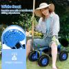 imageGoplus Garden Seat with Wheels Rolling Garden Cart with Adjustable 360 Swivel Seat Tool Tray Basket for Lawn Yard Patio Heavy Duty Gardening Stool Outdoor Wagon Scooter for SeniorsBlue