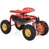 imageGoplus Garden Seat with Wheels Rolling Garden Cart with Adjustable 360 Swivel Seat Tool Tray Basket for Lawn Yard Patio Heavy Duty Gardening Stool Outdoor Wagon Scooter for SeniorsRed