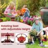 imageGoplus Garden Seat with Wheels Rolling Gardening Stool with Adjustable 360 Swivel Seat Tool Tray ampamp Storage Basket Extendable Handle Outdoor Gardening Scooter Garden Cart Workseat for SeniorsRed