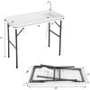 imageGoplus Portable Fish Cleaning Table with Sink Folding Outdoor Camping Sink Station with Hose Hook Up Heavy Duty Fillet Table with Faucet for Dock Beach Patio PicnicFish Table with Sink