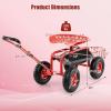imageGoplus Rolling Garden Cart with Seat Outdoor Garden Stool with Wheels Tool Tray ampamp Basket Adjustable Steering Handle 360 Degree Swivel Seat for Planting Gardening Scooter for Lawn Yard PatioRed