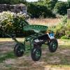imageGoplus Rolling Garden Cart with Seat Outdoor Garden Stool with Wheels Tool Tray ampamp Basket Adjustable Steering Handle 360 Degree Swivel Seat for Planting Gardening Scooter for Lawn Yard PatioGreen