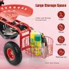 imageGoplus Rolling Garden Cart with Seat Outdoor Garden Stool with Wheels Tool Tray ampamp Basket Adjustable Steering Handle 360 Degree Swivel Seat for Planting Gardening Scooter for Lawn Yard PatioRed