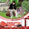 imageGoplus Rolling Garden Cart with Seat Outdoor Garden Stool with Wheels Tool Tray ampamp Basket Adjustable Steering Handle 360 Degree Swivel Seat for Planting Gardening Scooter for Lawn Yard PatioRed