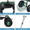 imageGoplus Rolling Garden Cart with Seat Outdoor Garden Stool with Wheels Tool Tray ampamp Basket Adjustable Steering Handle 360 Degree Swivel Seat for Planting Gardening Scooter for Lawn Yard PatioGreen
