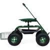 imageGoplus Rolling Garden Cart with Seat Outdoor Garden Stool with Wheels Tool Tray ampamp Basket Adjustable Steering Handle 360 Degree Swivel Seat for Planting Gardening Scooter for Lawn Yard PatioGreen