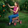 imageGoplus Rolling Garden Cart with Seat Outdoor Garden Stool with Wheels Tool Tray ampamp Basket Adjustable Steering Handle 360 Degree Swivel Seat for Planting Gardening Scooter for Lawn Yard PatioRed