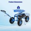 imageGoplus Rolling Garden Cart with Seat Outdoor Garden Stool with Wheels Tool Tray ampamp Basket Adjustable Steering Handle 360 Degree Swivel Seat for Planting Gardening Scooter for Lawn Yard PatioBlue