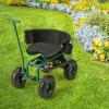 imageGoplus Rolling Garden Seat with Wheels Outdoor Garden Cart with 360 Swivel Seat ampamp Tool Storage 2 Steering Handles Gardening Stool Wagon Scooter Lawn Patio Gardening Workseat for SeniorsGreen