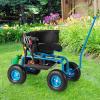imageGoplus Rolling Garden Seat with Wheels Outdoor Garden Cart with 360 Swivel Seat ampamp Tool Storage 2 Steering Handles Gardening Stool Wagon Scooter Lawn Patio Gardening Workseat for SeniorsBlue