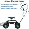 imageGoplus Rolling Garden Seat with Wheels Outdoor Gardening Scooter with 360 Swivel Seat Tool Tray ampamp Basket Adjustable Steering Handle for Lawn Gardening Stool Garden Cart for PlantingGreen