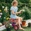 imageGoplus Rolling Garden Seat with Wheels Outdoor Gardening Scooter with 360 Swivel Seat Tool Tray ampamp Basket Adjustable Steering Handle for Lawn Gardening Stool Garden Cart for PlantingRed
