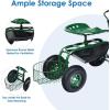 imageGoplus Rolling Garden Seat with Wheels Outdoor Gardening Scooter with 360 Swivel Seat Tool Tray ampamp Basket Adjustable Steering Handle for Lawn Gardening Stool Garden Cart for PlantingGreen